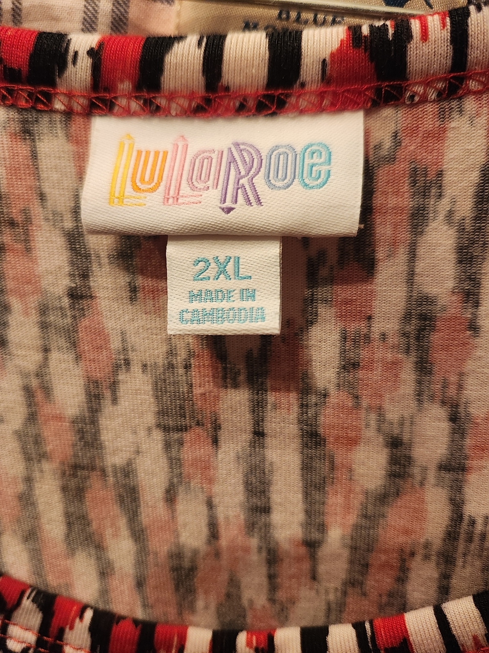 LuLaRoe Black White and Red Midi Fit-and-Flare Dress - Picture 3 of 3